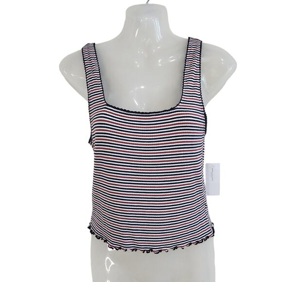 American Eagle Outfitters Tops - American Eagle Soft & Sexy Rib Tank Top Lettuce Hem Striped Multicolor Medium